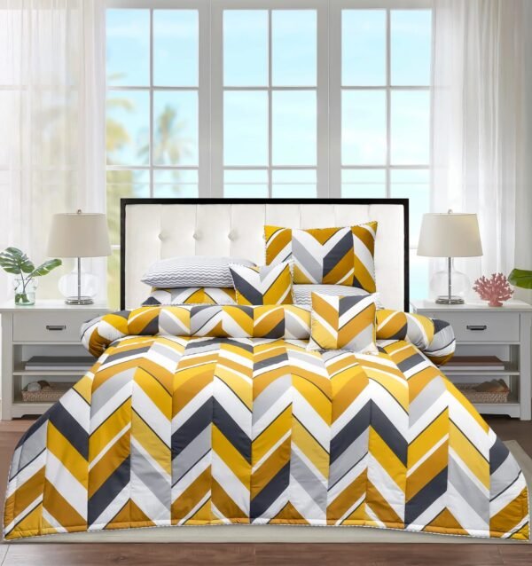 Mustard Grey Chevron Themed Bedding