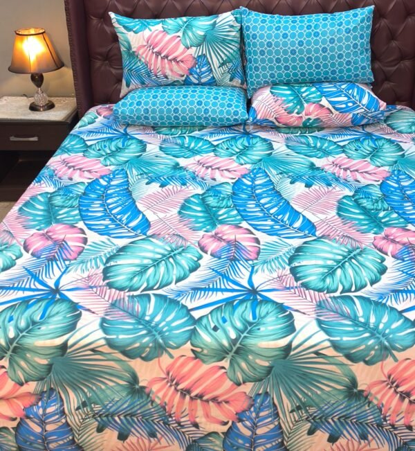 Pink Blue Tropical Themed Bedding