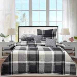 Grey Black Checkered Bedding