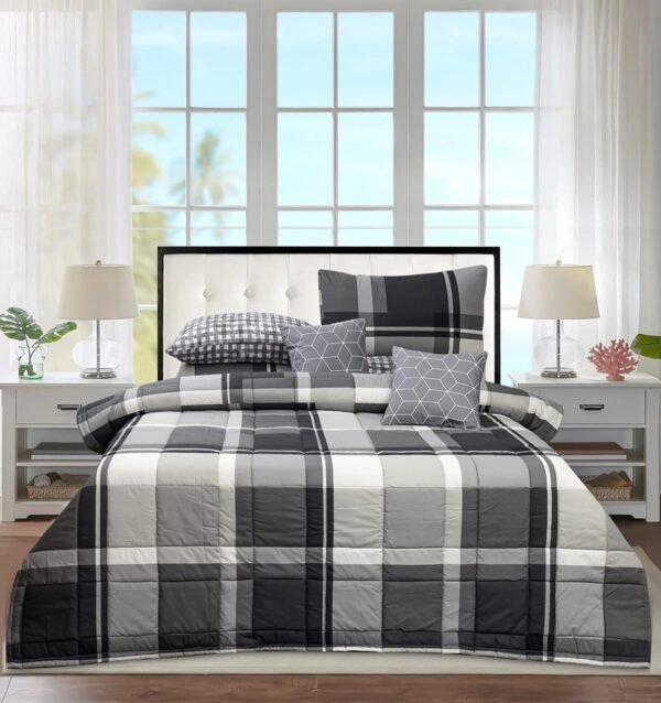 Grey Black Checkered Bedding