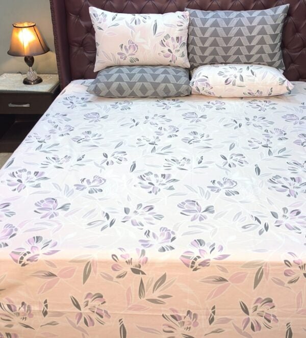 Grey Purple Floral Bedding