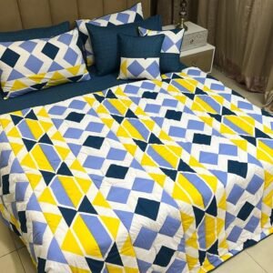 Blue Yellow Diamond Print Bedding