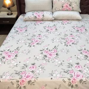 Pink Floral Bedding on Grey Base