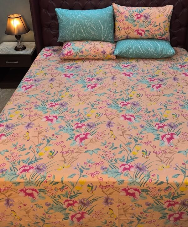 Blue Pink Floral Bedding