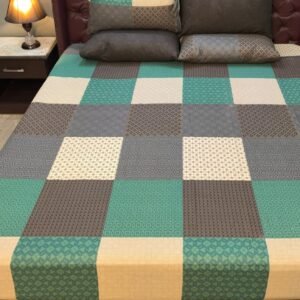 grey and green checkered Print