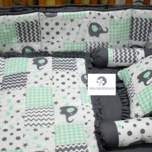 Green baby Elephant Cot Set