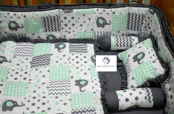 Green baby Elephant Cot Set