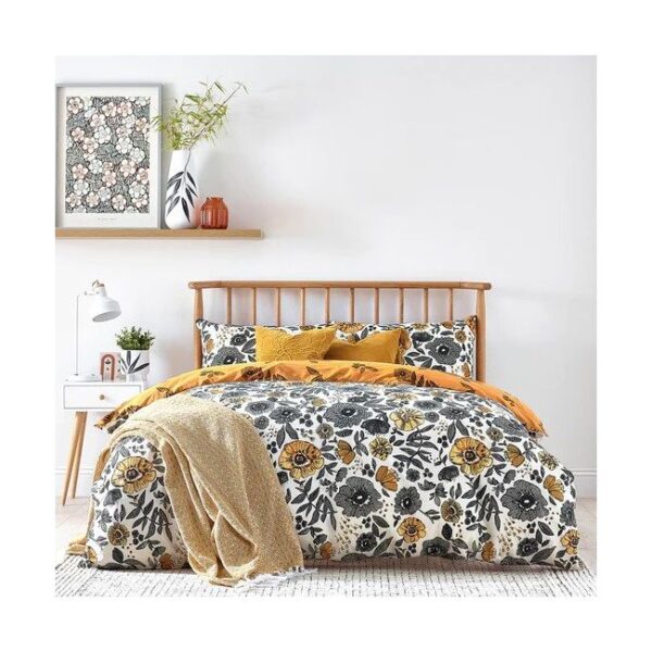 Yellow & Grey Floral Bedding