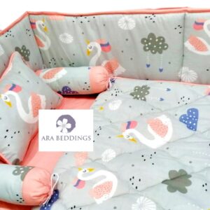 Baby Grey & Pink Cot Set