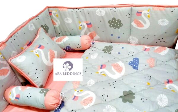 Baby Grey & Pink Cot Set