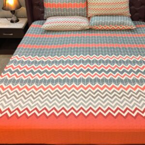 Grey Orange Chevron Print