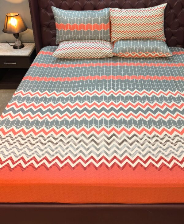 Grey Orange Chevron Print