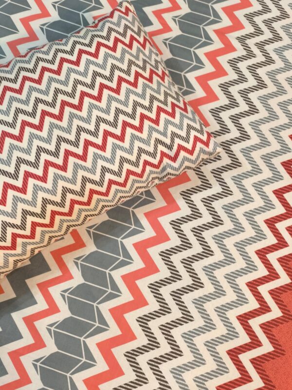 Grey Orange Chevron Print