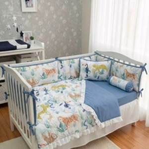 White Jungle Theme Cot Set