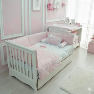 Baby Pink Frilled Cot Set