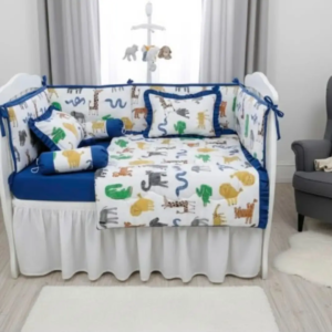 White Jungle Theme Cot Set