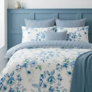 White Blue Floral Design