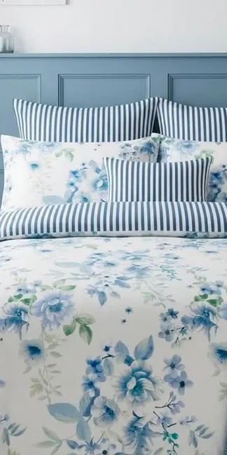 White Blue Floral Design