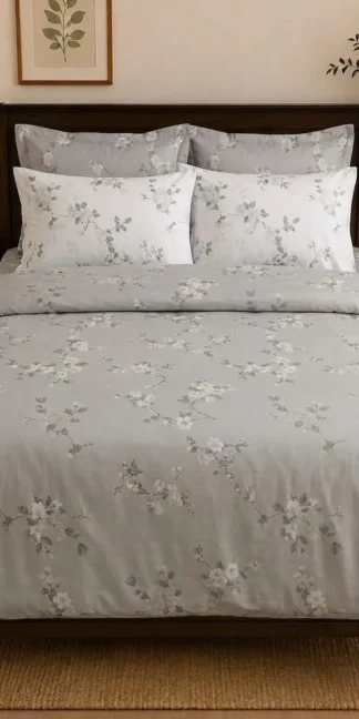 Grey White Floral Design