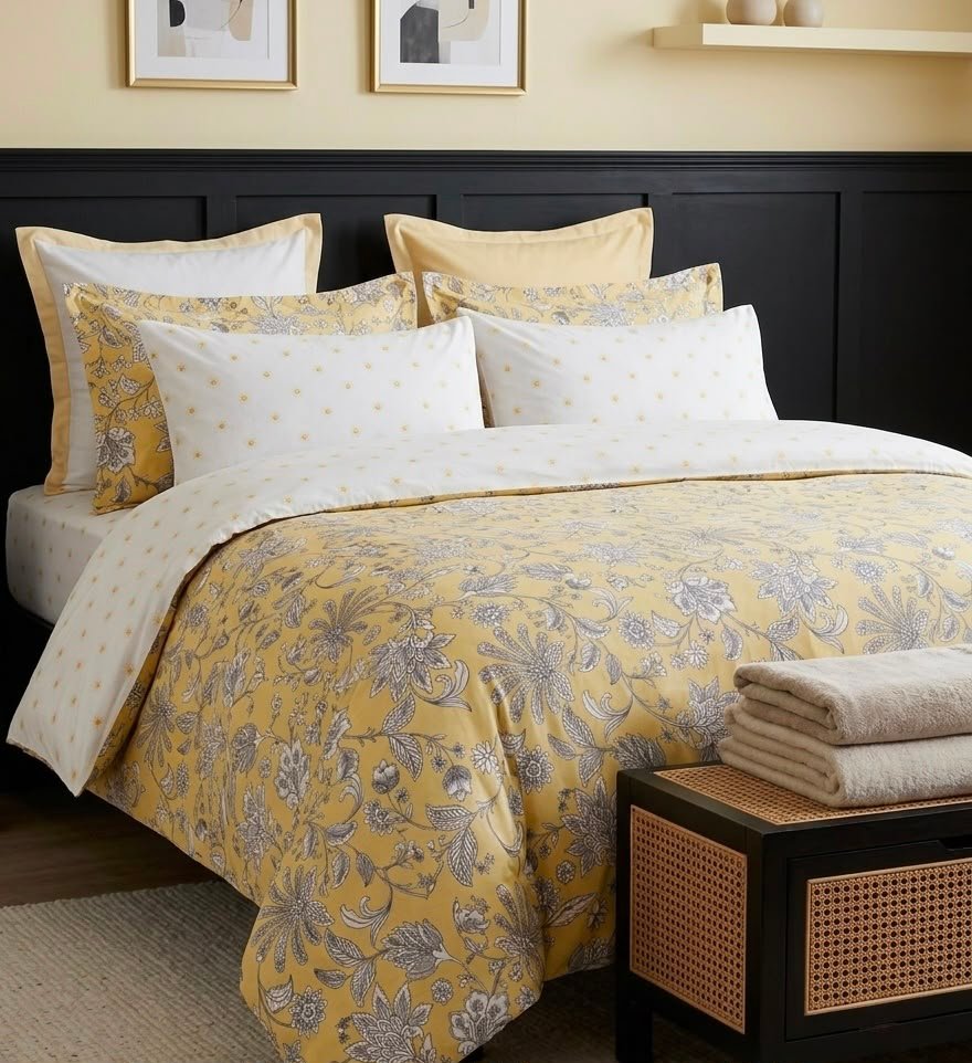 Yellow Grey Floral design